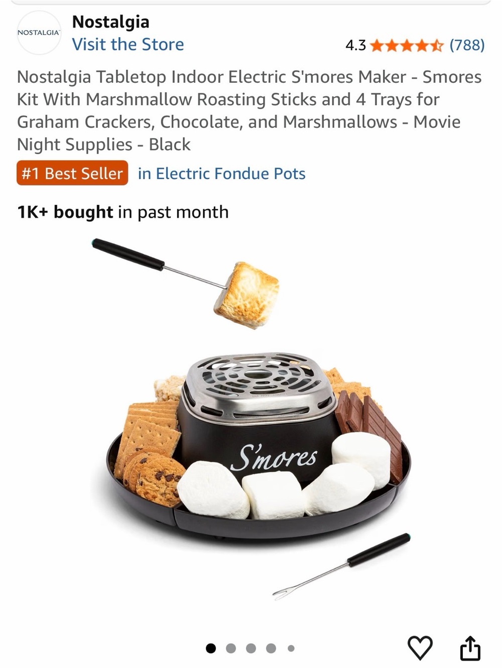 Nostalgia Black Tabletop Indoor Electric S'mores Maker